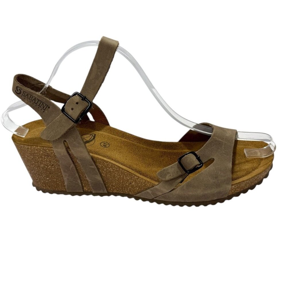 Sabatini Sandals Womens Sz 41 US Sz 10.5 Brown Wedge Strappy Comfort Rubber Sole
